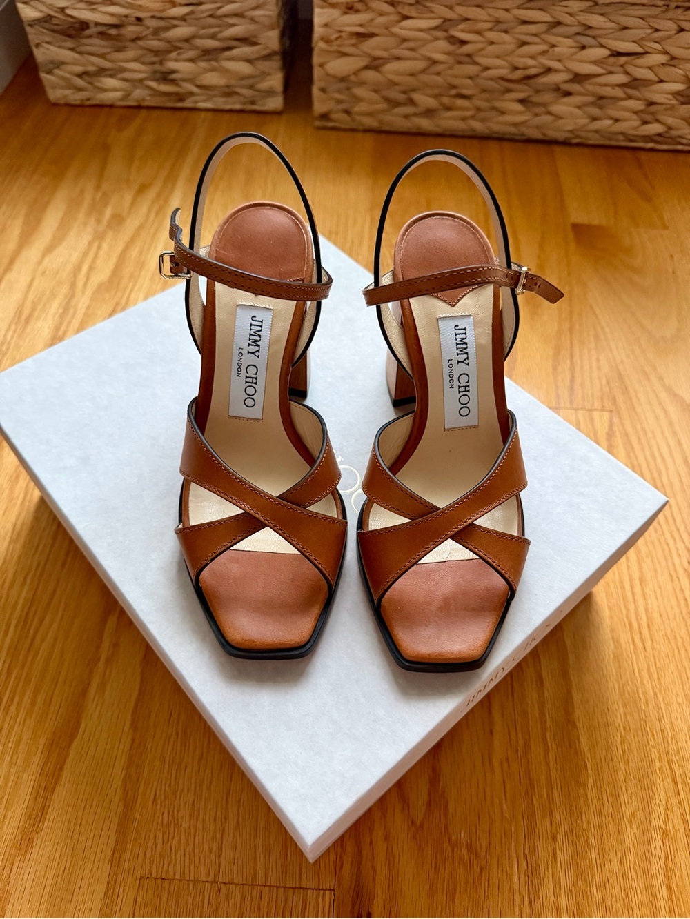 NWT! Jimmy Choo Joya Brown Vachetta Leather Sandals!